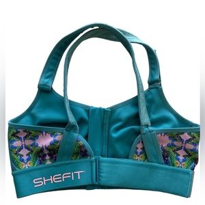 SHEFIT Flex Sports Bra Size LUXE Teal and Floral